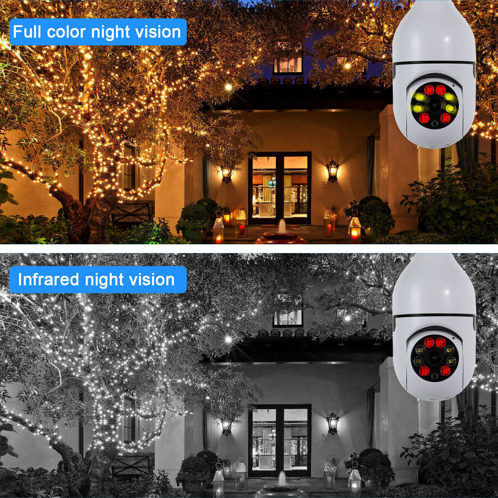 HD 1080P WiFi Security Camera Night Vision with PTZ Motion Detection 2-Way Audio