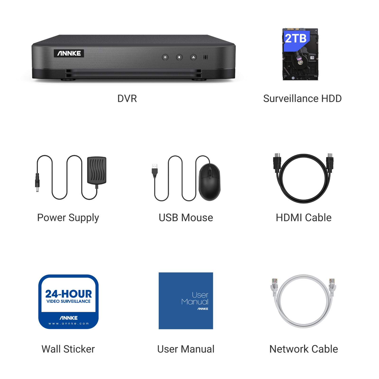 ANNKE 5in1 16CH 1080P Lite DVR 2MP Video Recorder for Home Security System 2TB