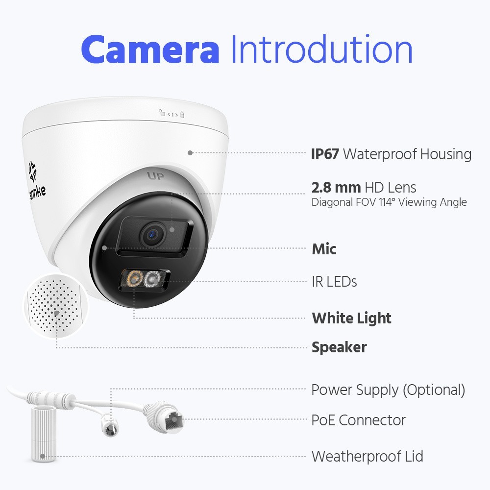 ANNKE C500X 3K PoE Outdoor AI Color Night Vision Security Camera Two Way Audio