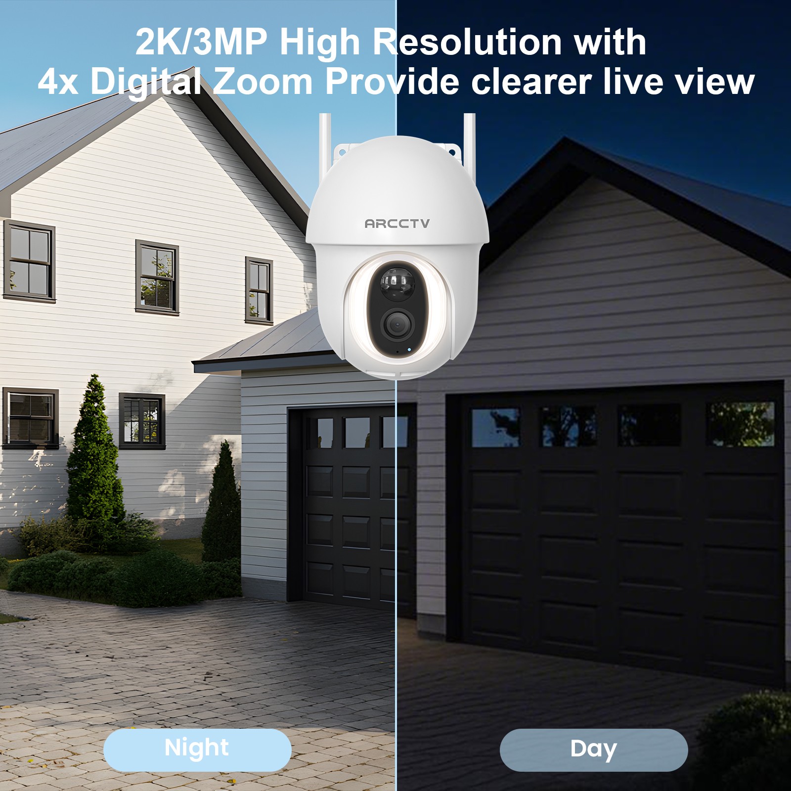 ARCCTV 4G LTE Outdoor Solar Security Camera 360° PTZ Wireless 2Way Audio 2PACK