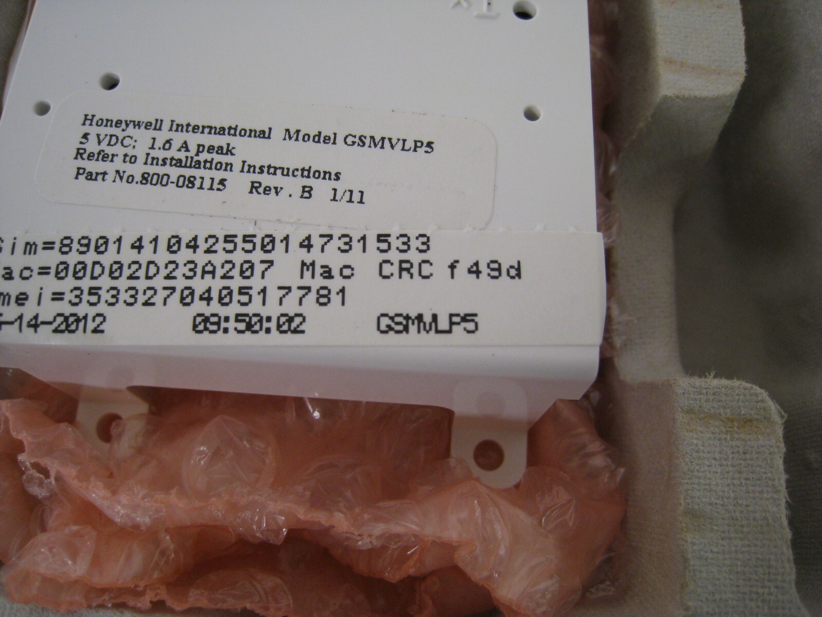 New Honeywell GSMVLP5 AlarmNet Lynx Touch Cellular Alarm Monitoring Communicator