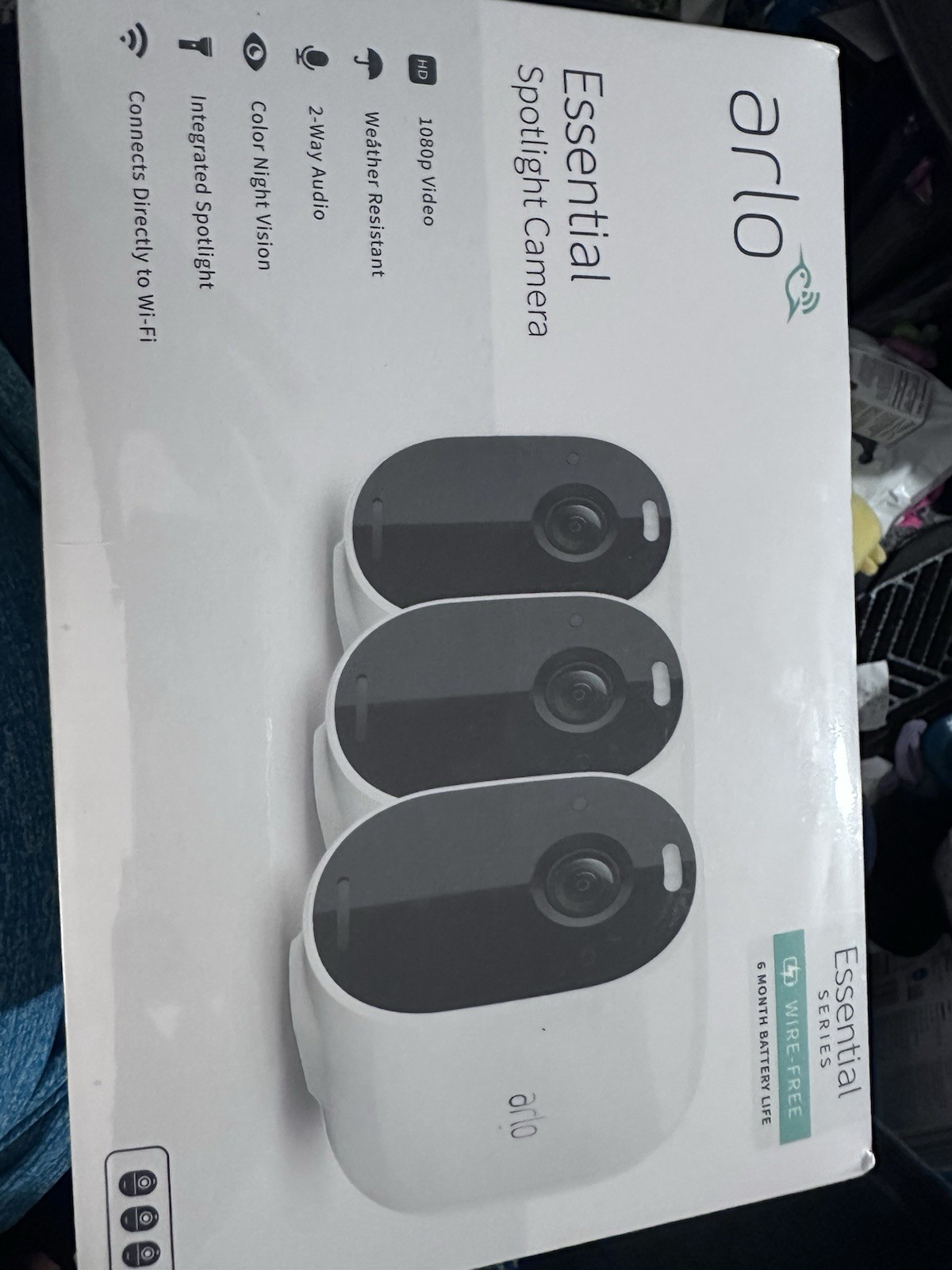 Arlo Essential Spotlight Camera 3 Pack Wireless 1080p Night Vision VMC2330W New