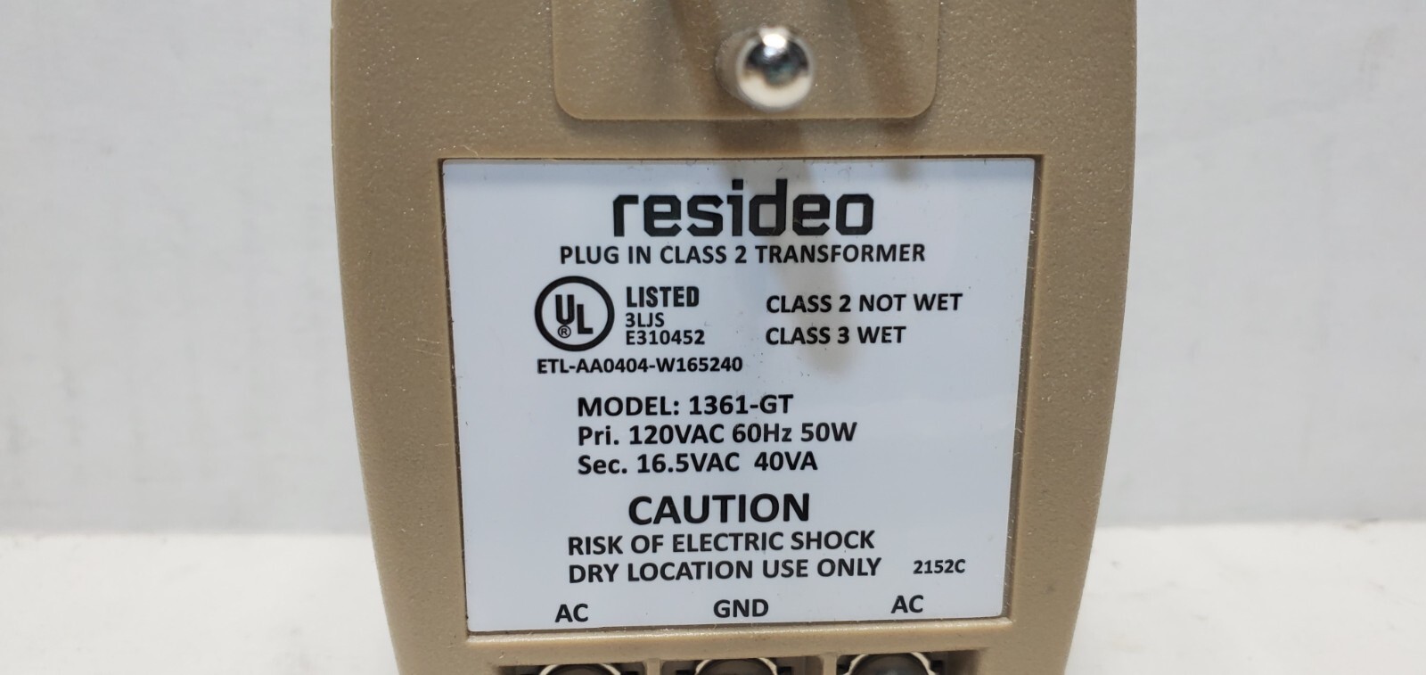 lot 2 Honeywell Resideo 1361-GT 16.5VAC 40VA Plug In Transformer