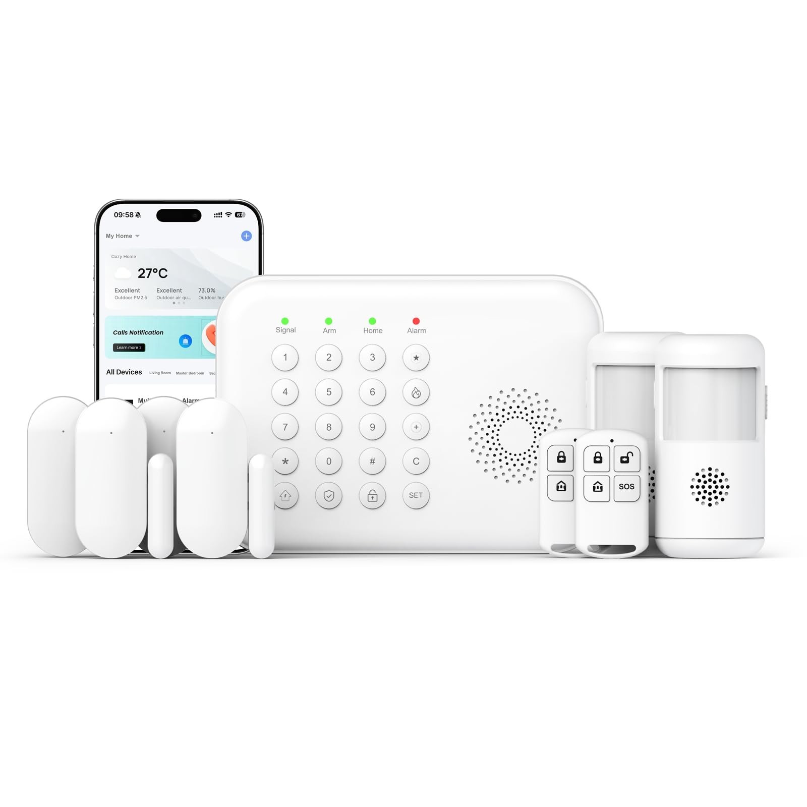Wireless Home Security Alarm System – WiFi Remote Control, Motion Detection, Doo