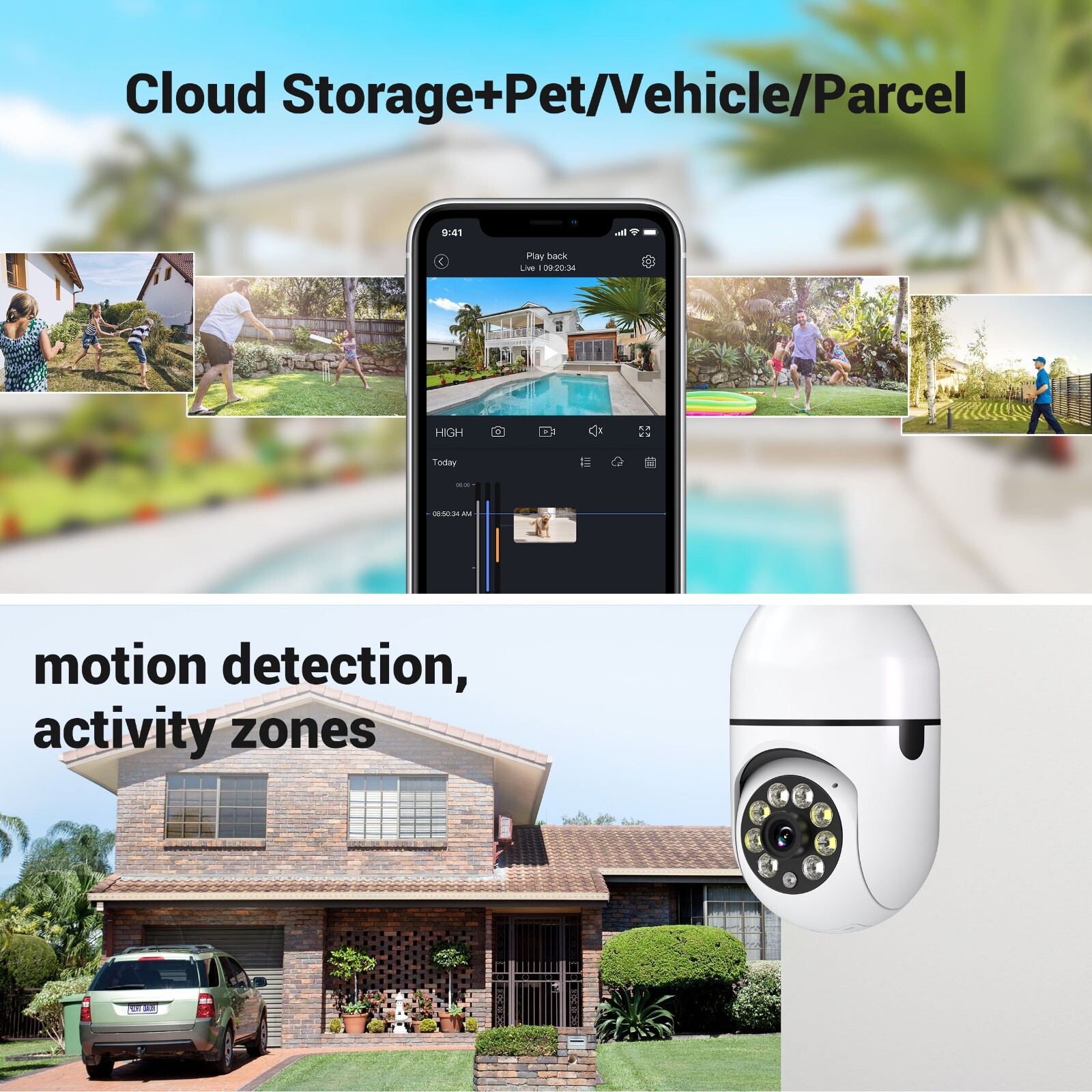 3X 360° 1080P IP E27 Light Bulb Camera wifi IR Night SmartHome Wireless Security
