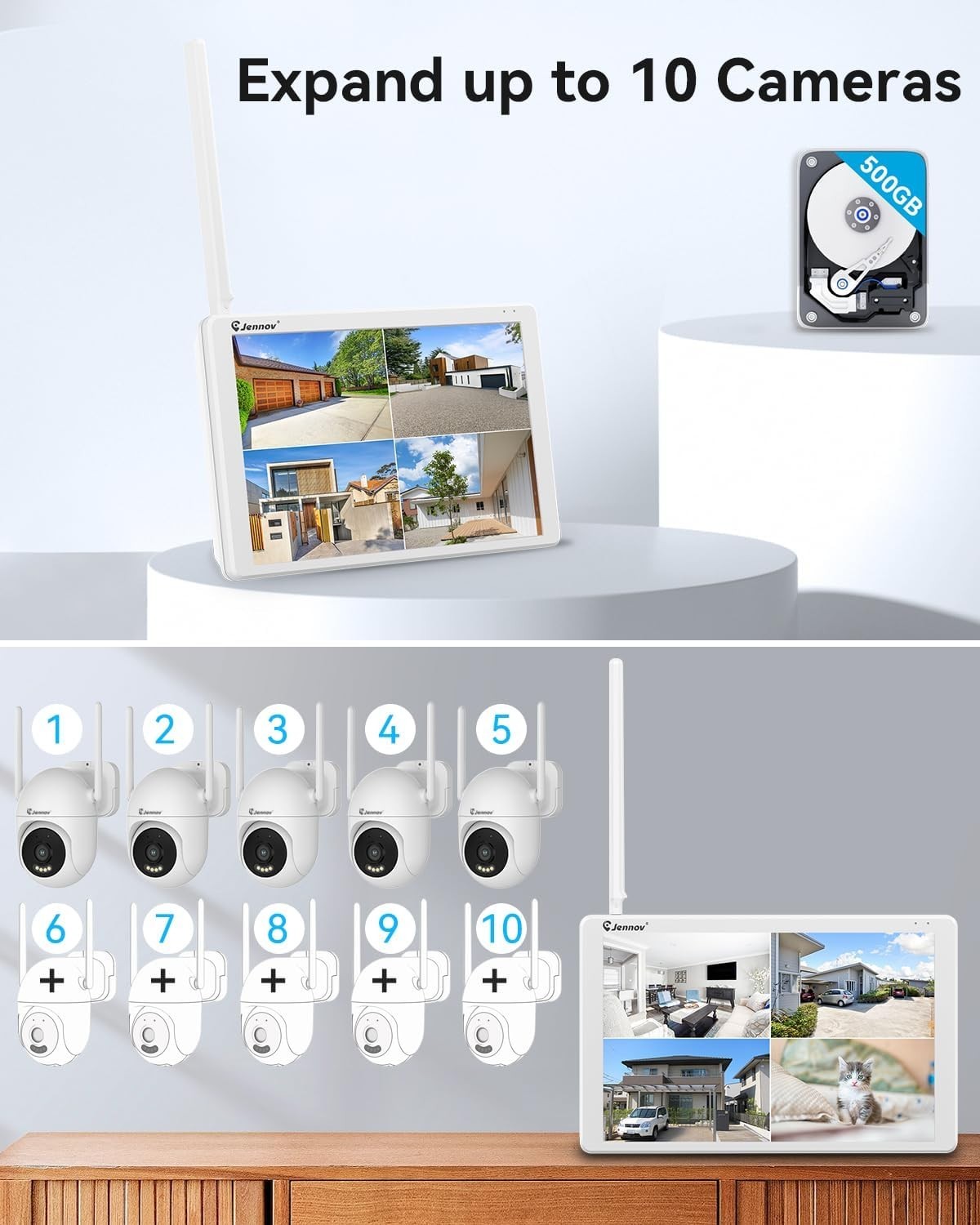 Wireless 5MP Security Camera System with Remote Access & Motion Alerts – No Fees