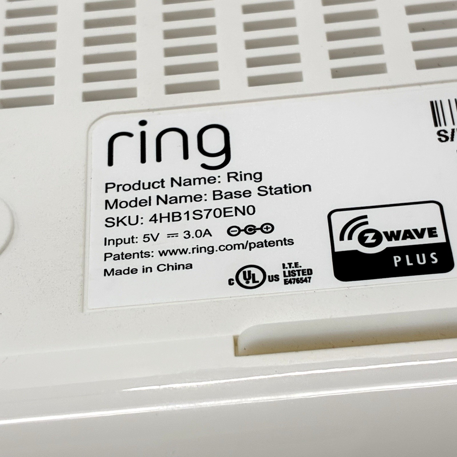 Ring Alarm Base Station 1st Gen 4HB1S70EN0 Z-Wave Plus w AC Adapter (Q)