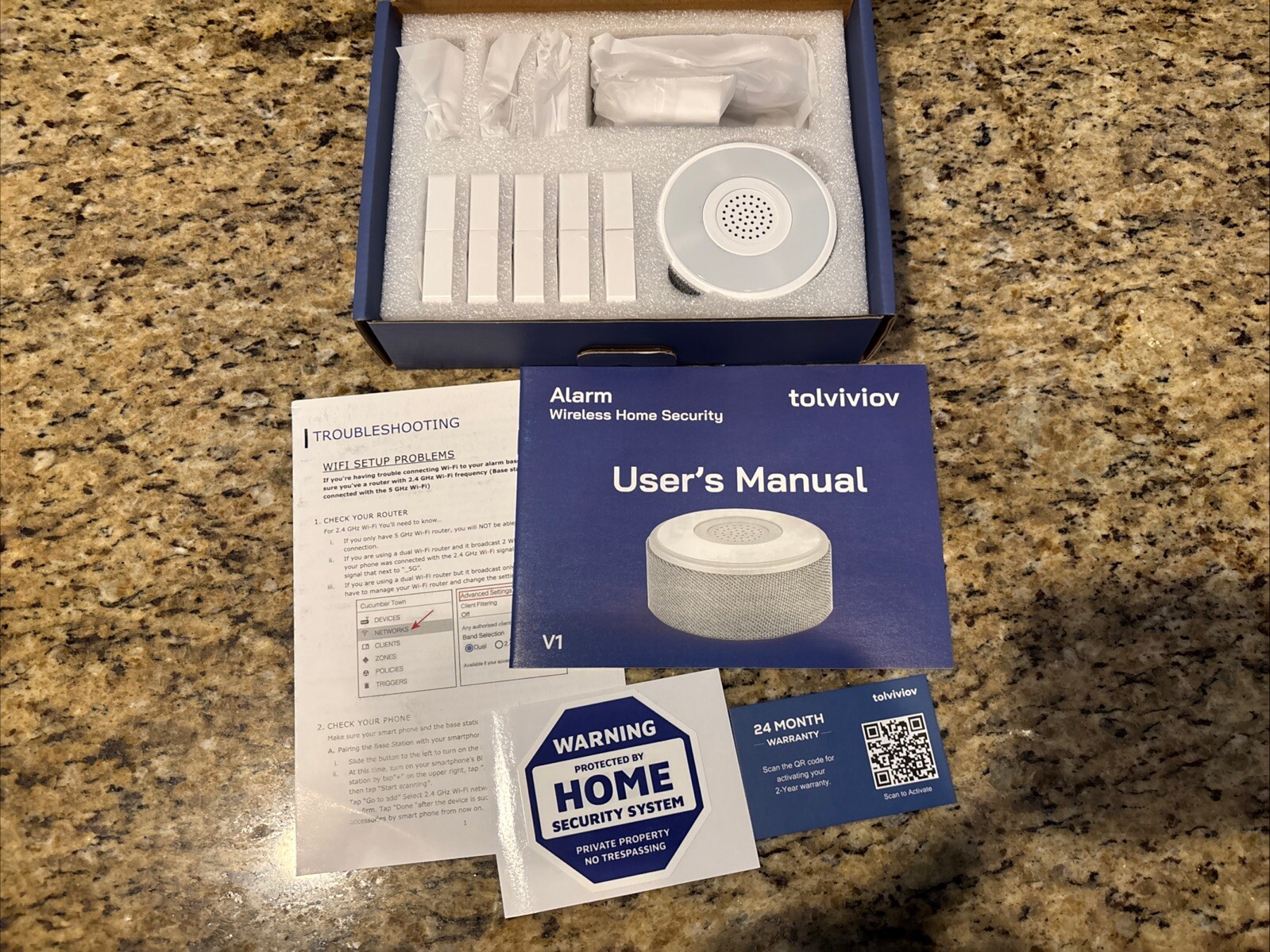 Tolviviov DP-W2 Smart Home Alarm Security System White Wireless (8-Piece Kit)
