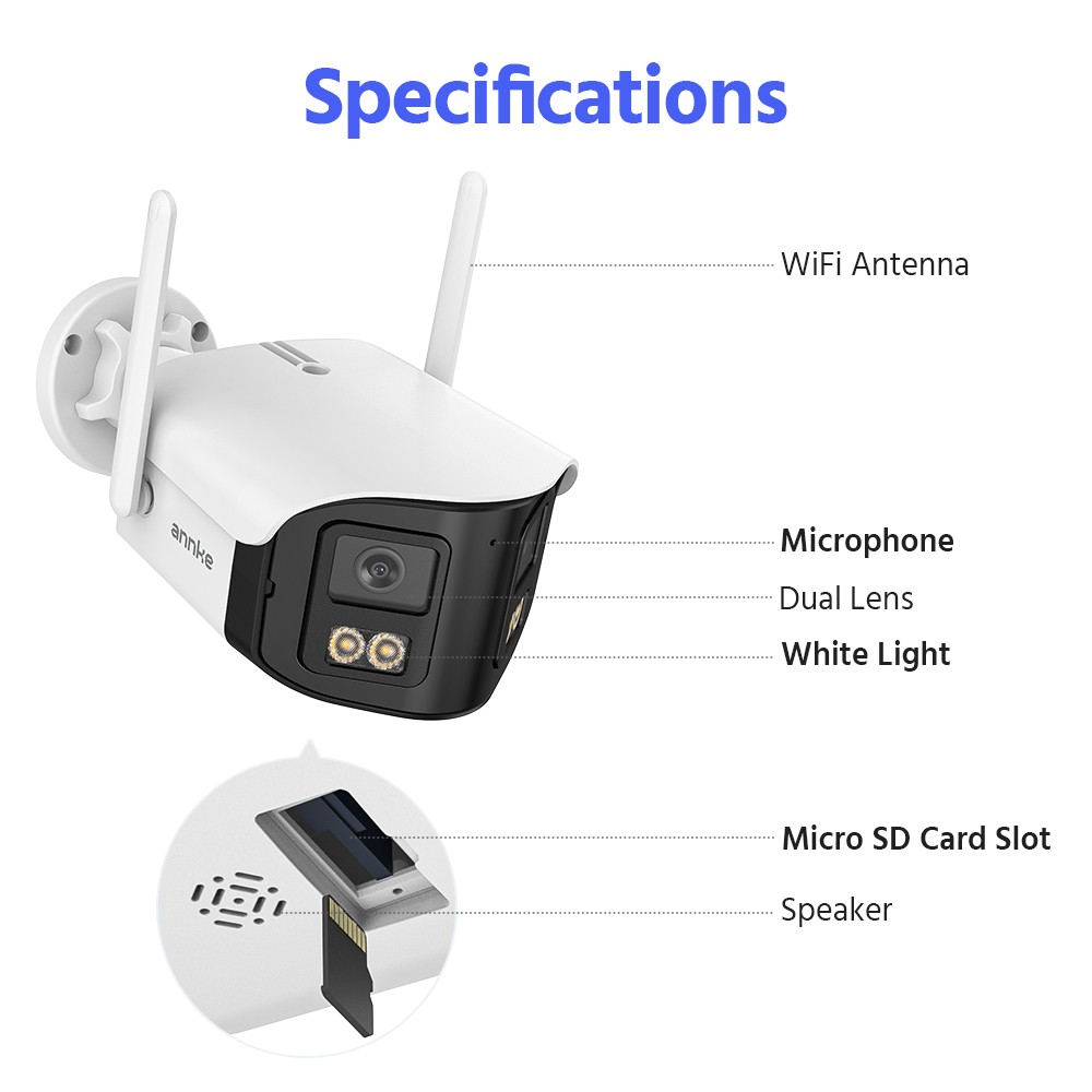 ANNKE 4MP Dual Lens Wireless Security IP Camera Two Way Audio Color Night Vision