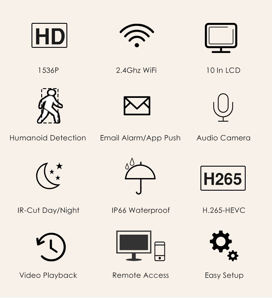 HISEEU Wifi IP 5MP 8CH NVR Kit Wireless Security Camera System CCTV Outdoor