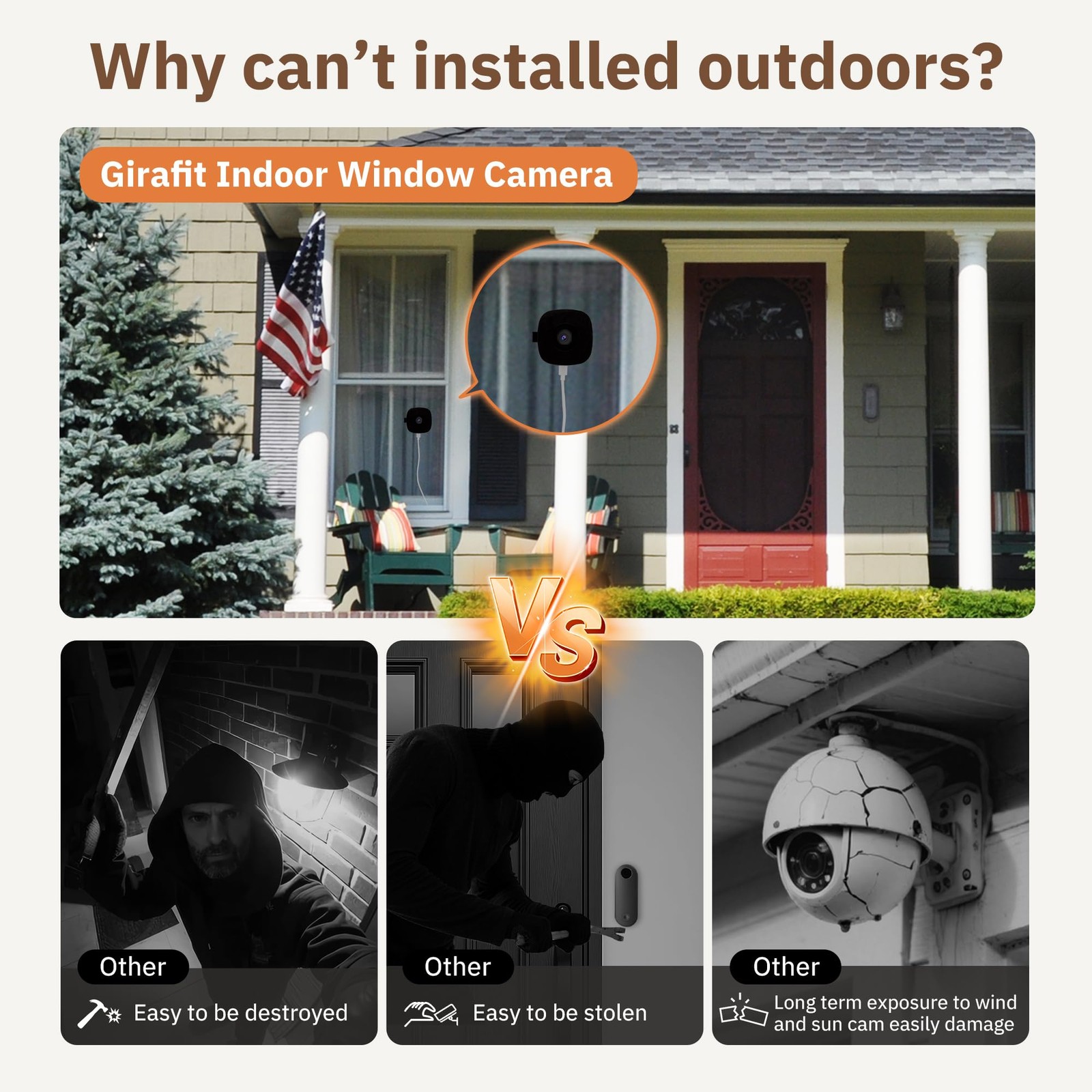 Girafit 3MP 2K Window Camera,2.4GHz&5GHz WiFi Indoor Cameras 2 Pack, white