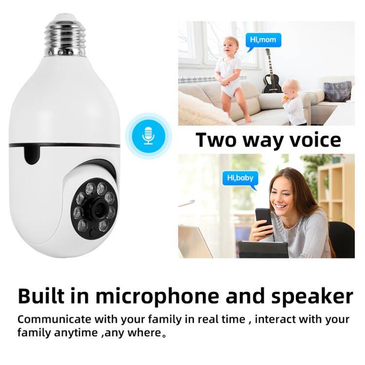 KERUI 360° 1080P Light Bulb Camera Wi-Fi IR Night Smart Home Wireless Security