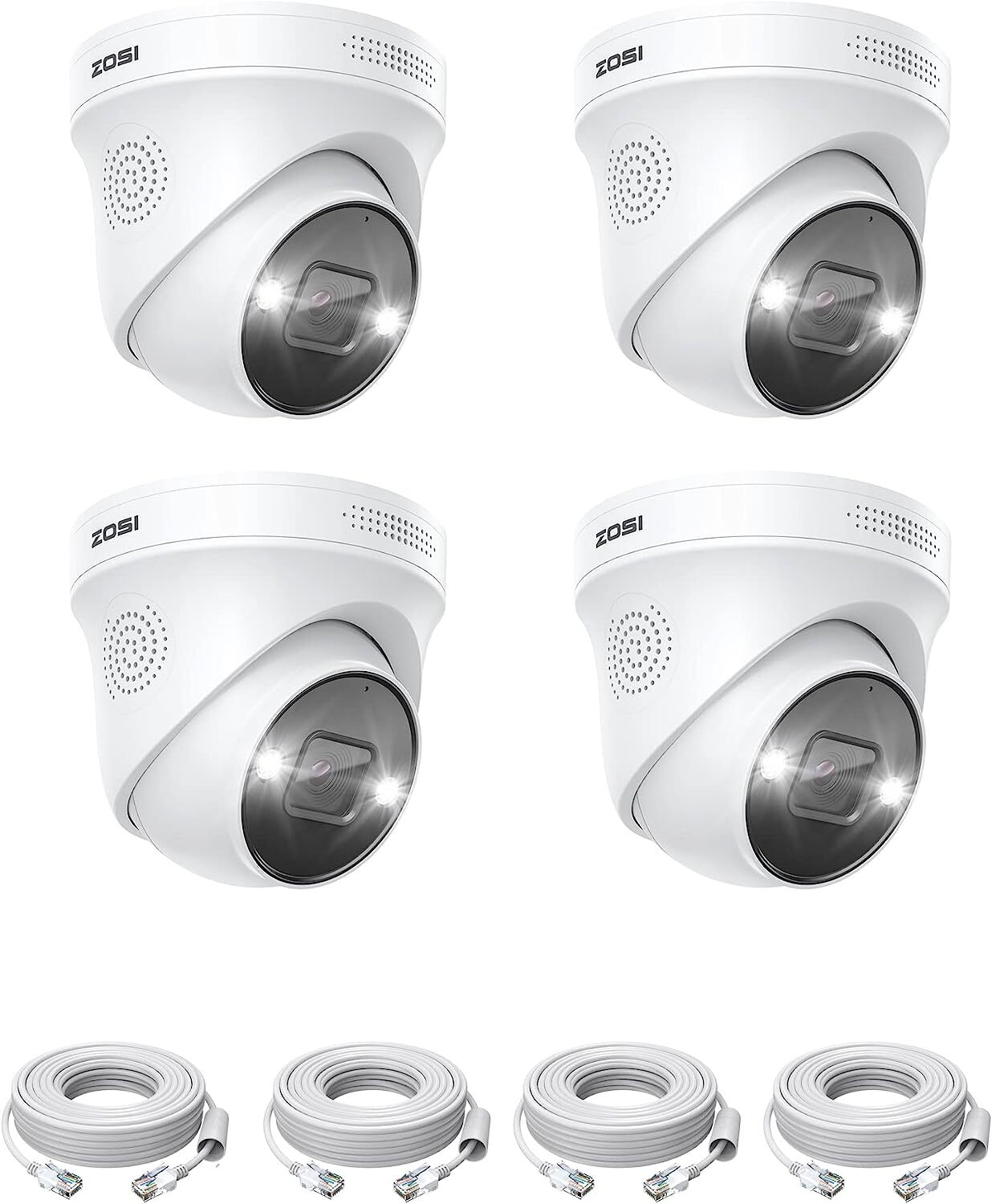 ZOSI 4PK 4K PoE Security Camera AI Human Vehicle Detect Night Vision Audio NVR
