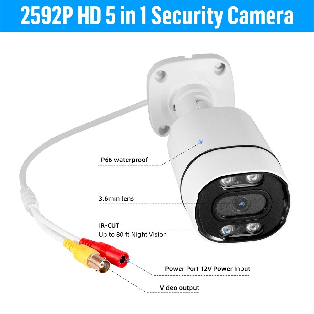 5MP HD 5-in-1 CCTV Home Security Surveillance Camera Cam Outdoor Night Vision