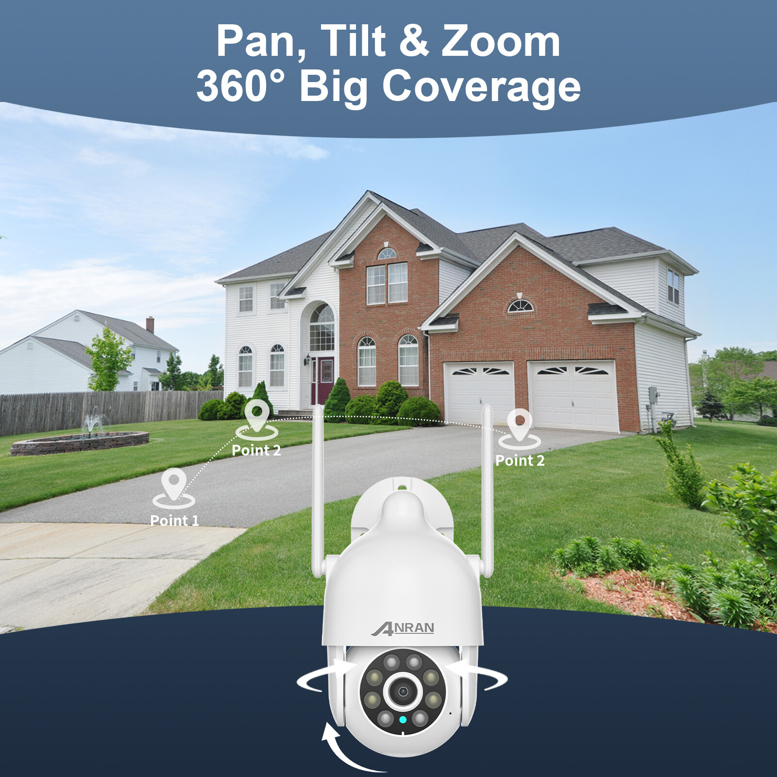 ANRAN Wireless Security Camera System with 10”Monitor 5MP WiFi Cameras 2TB HDD