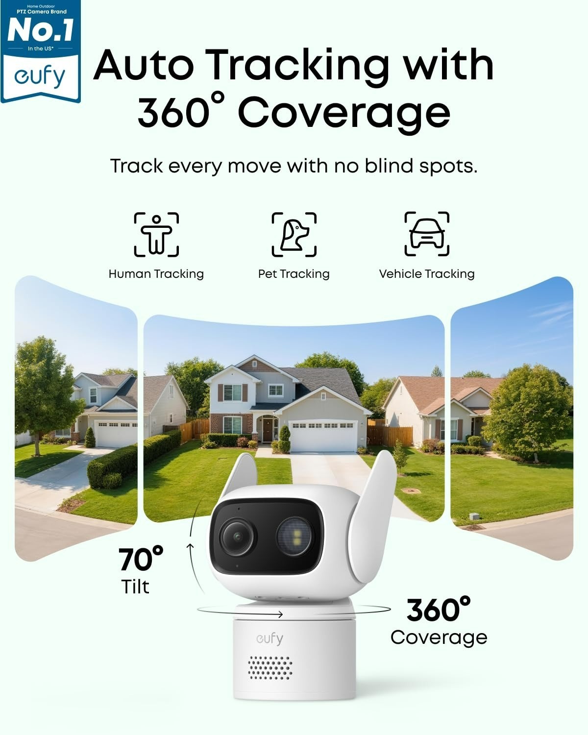 eufy Security Indoor/Outdoor Camera C31 | 360° Pan & Tilt | 1080p Night Vision