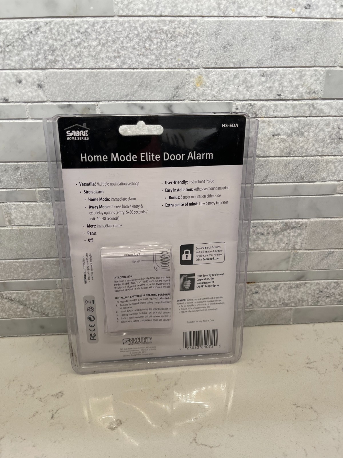 SABRE Elite Wireless Door Alarm 120dB Loud Home Security Siren Keypad Chime
