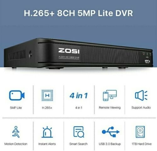 8 Pcs Camaras De Seguridad De Vigilancia 5MP Grabador De Video 1080P Espia 1TB .