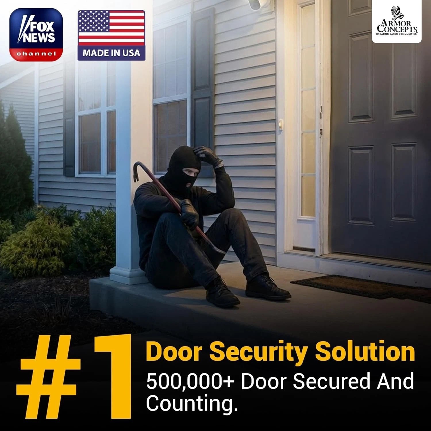 Door Armor MINI 3pc Steel Security Kit – Satin Nickel – Anti Kick-in Protection