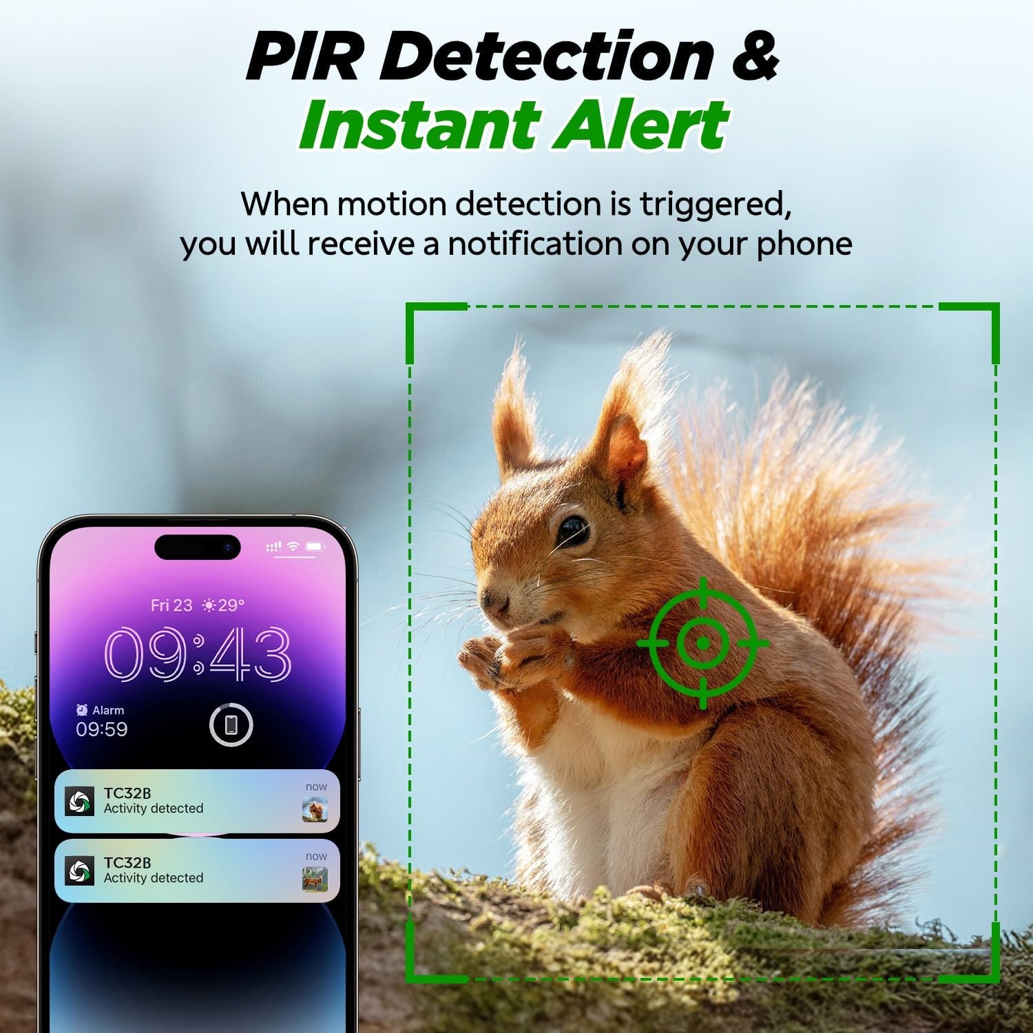 Solar Wireless Battery Trail Camera with 360° View Motion Activated Wildlife Cam
