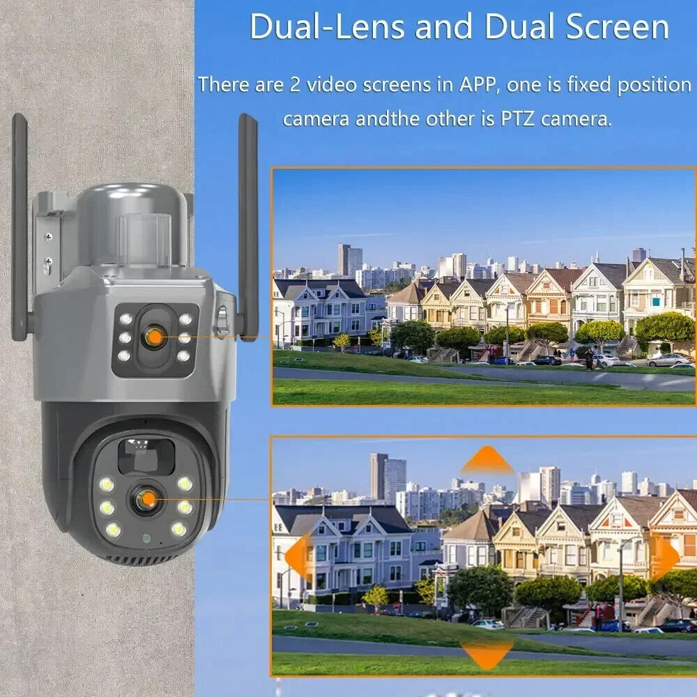 4MP 2 Lens WiFi Solar Camera Wireless Outdoor CCTV PTZ Home Security System Cam
