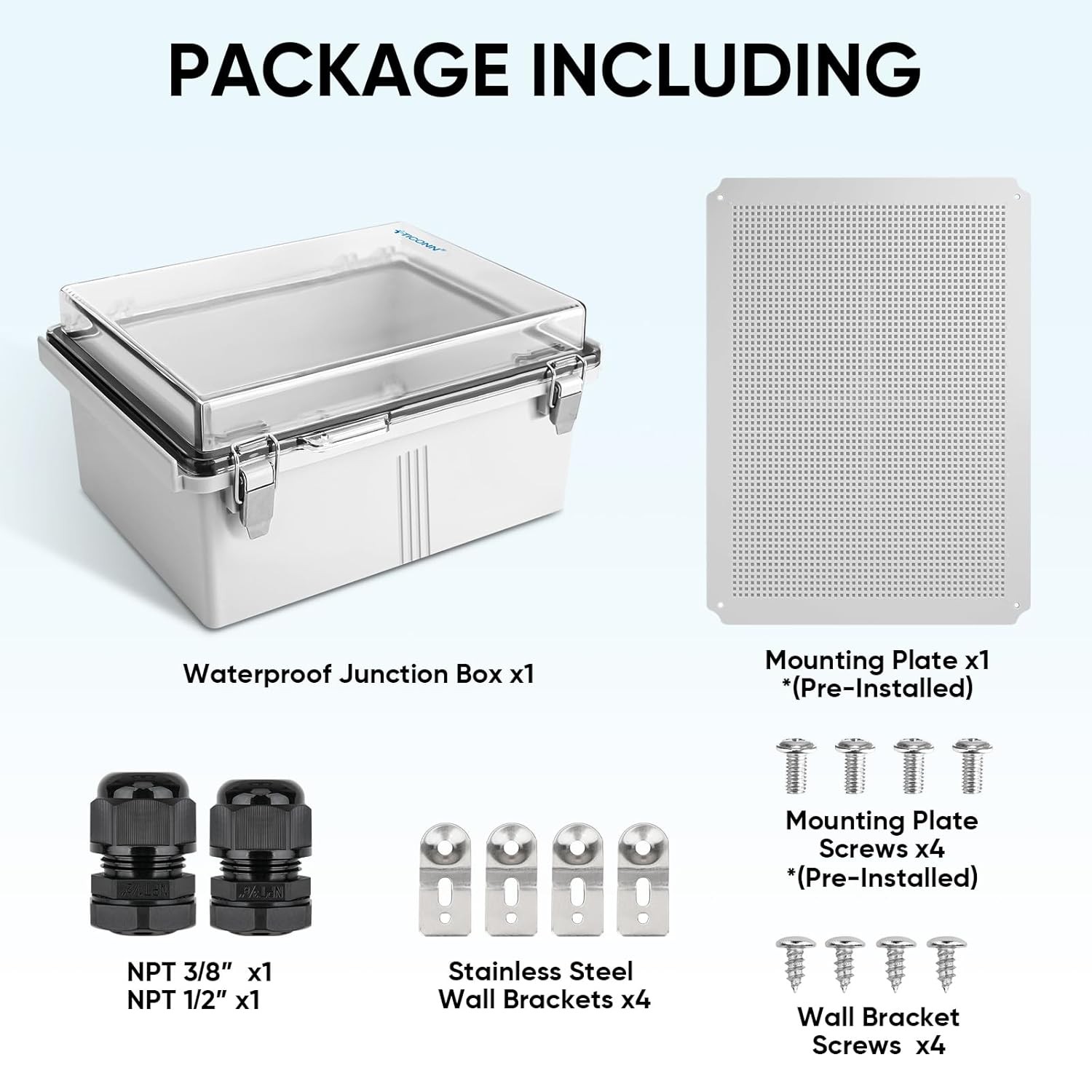 TICONN Waterproof 19.7"x15.7"x7.9", Transparent Cover