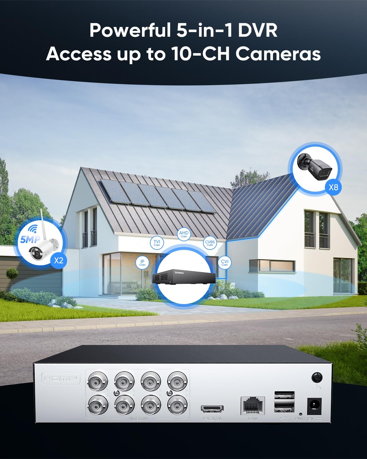 8CH 1080P System DVR and 4×2.0MP Indoor Outdoor IP66 Weatherproof Bullet CCTV…