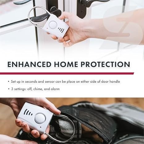 SABRE 110dB Wireless Door Handle Alarm – Vibration-Triggered Security Device