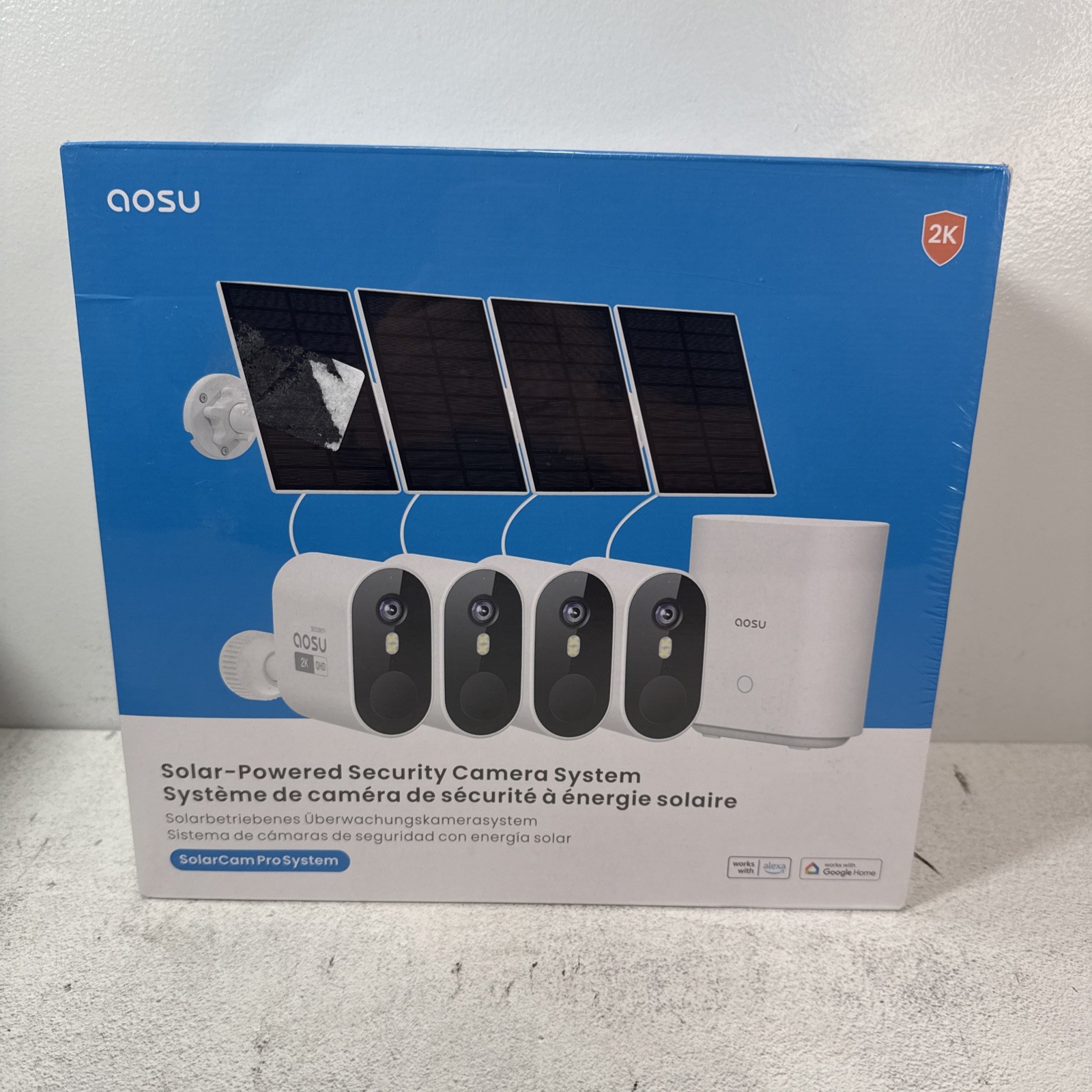 aosu Security Camera Outdoor Wireless 4 Cam-Kit Solar-Powered 2K No Subscription