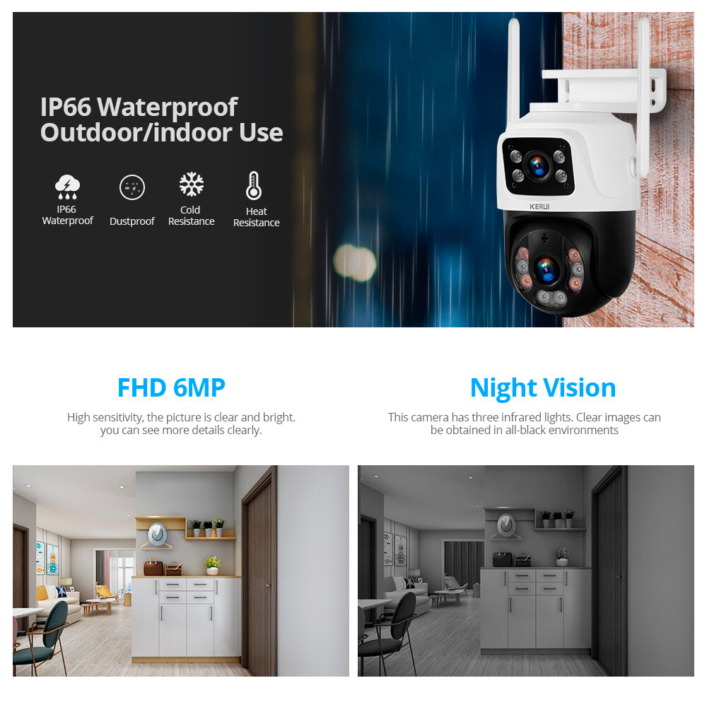 KERUI Security Camera System Outdoor Wireless Audio Wi-Fi Home CCTV 6MP 8CH NVR