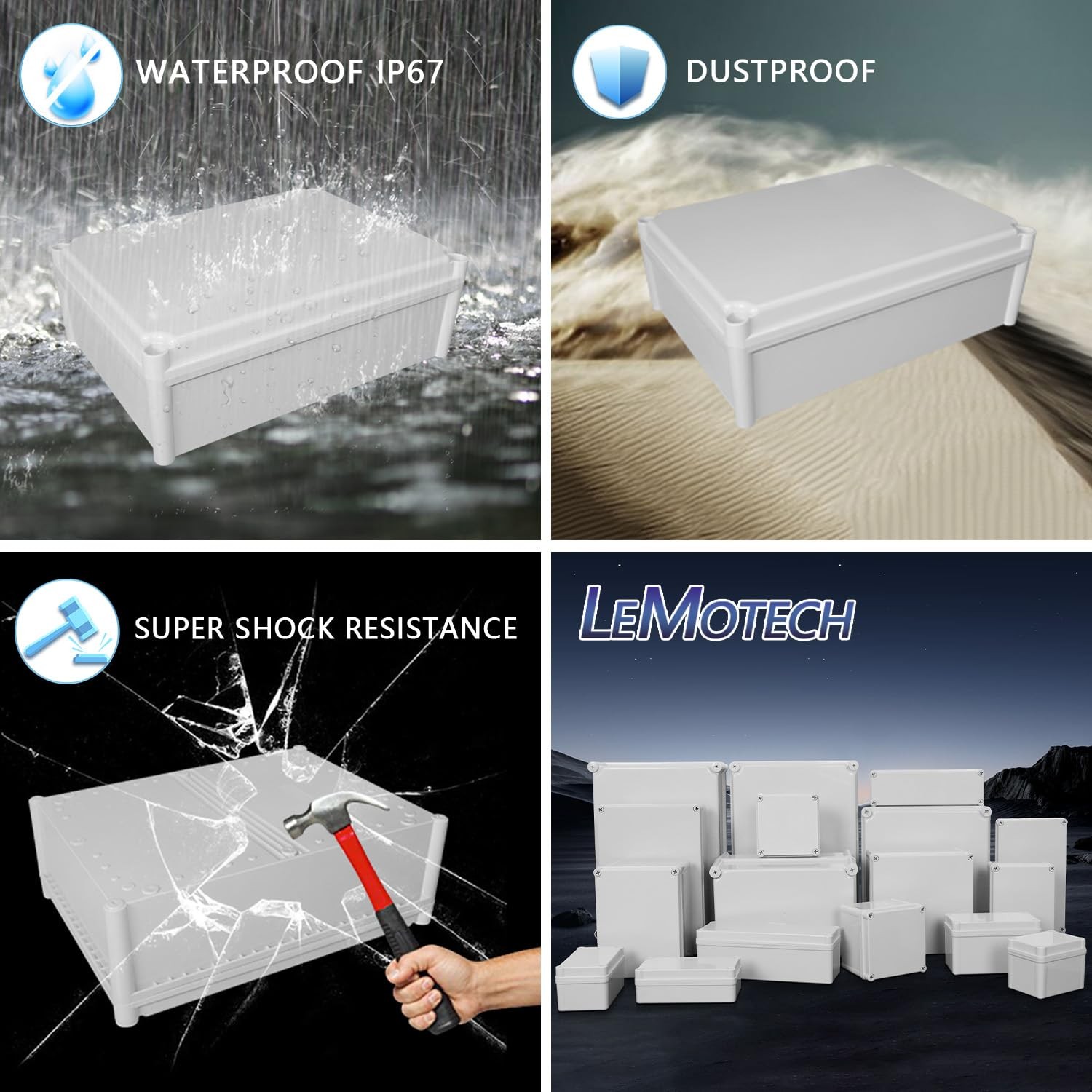 Junction Box IP67 Waterproof 15″ x 11″ x 5.1″ (1pc), off white