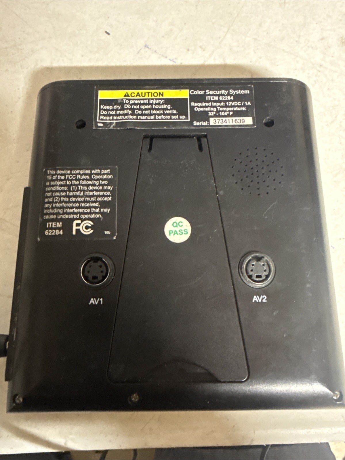 Bunker Hill Security Color Monitor Only Model 62284 With Power Cable Untested