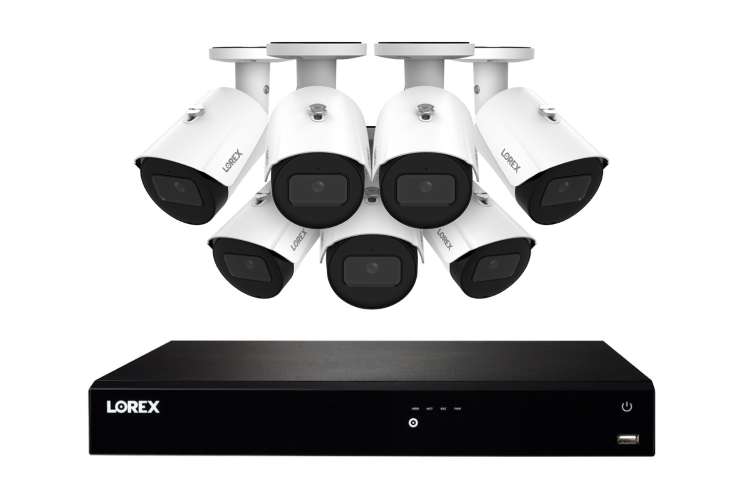 Lorex Fusion Series NVR with Seven IP Bullet Cameras – 4K 16-Channel 4TB Wired S