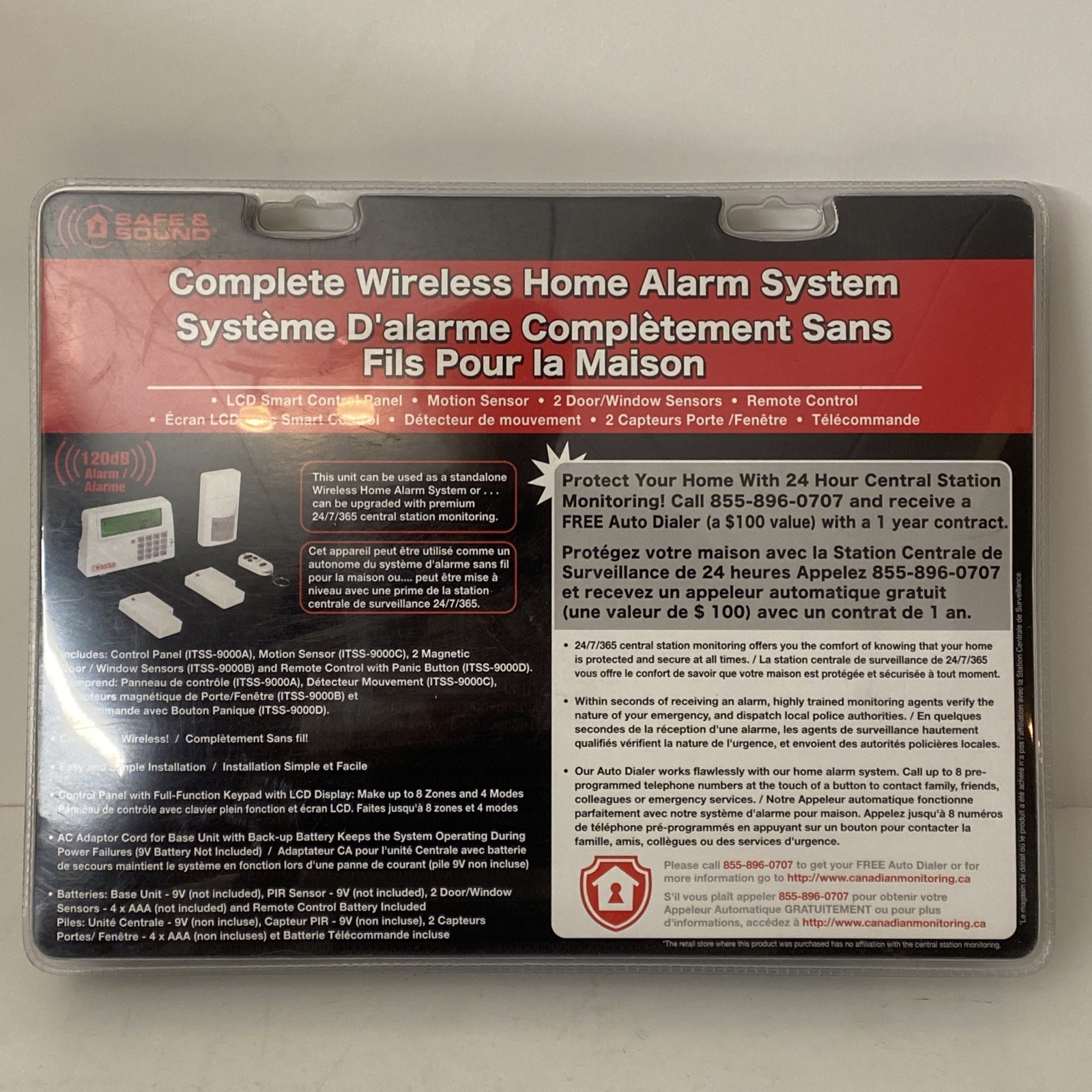 Safe & Sound Complete Wireless Home Alarm Security System ITSS-9000 NEW/SEALED