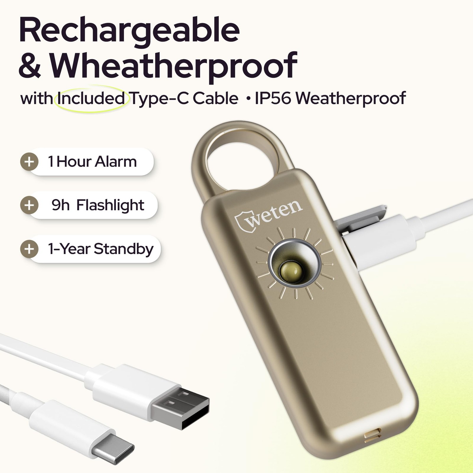 Personal Safety Alarm Keychain – 130dB Siren with Bottom Speaker, LED Light, …