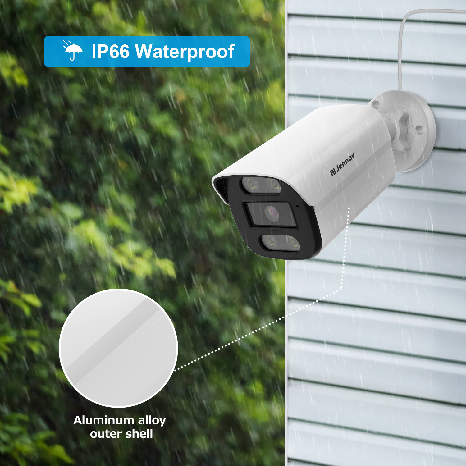 JENNOV 4K POE Security IP Camera Outdoor Color Night Vision Human Detection