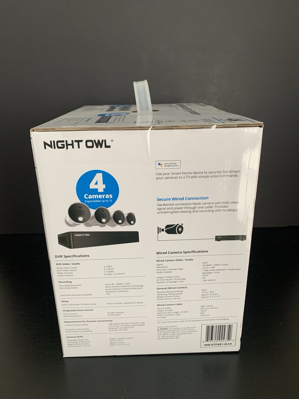 Night Owl UHD 1TB HDD 8 Channel Bluetooth Camera System – White (WM-BTD881-4LSA)