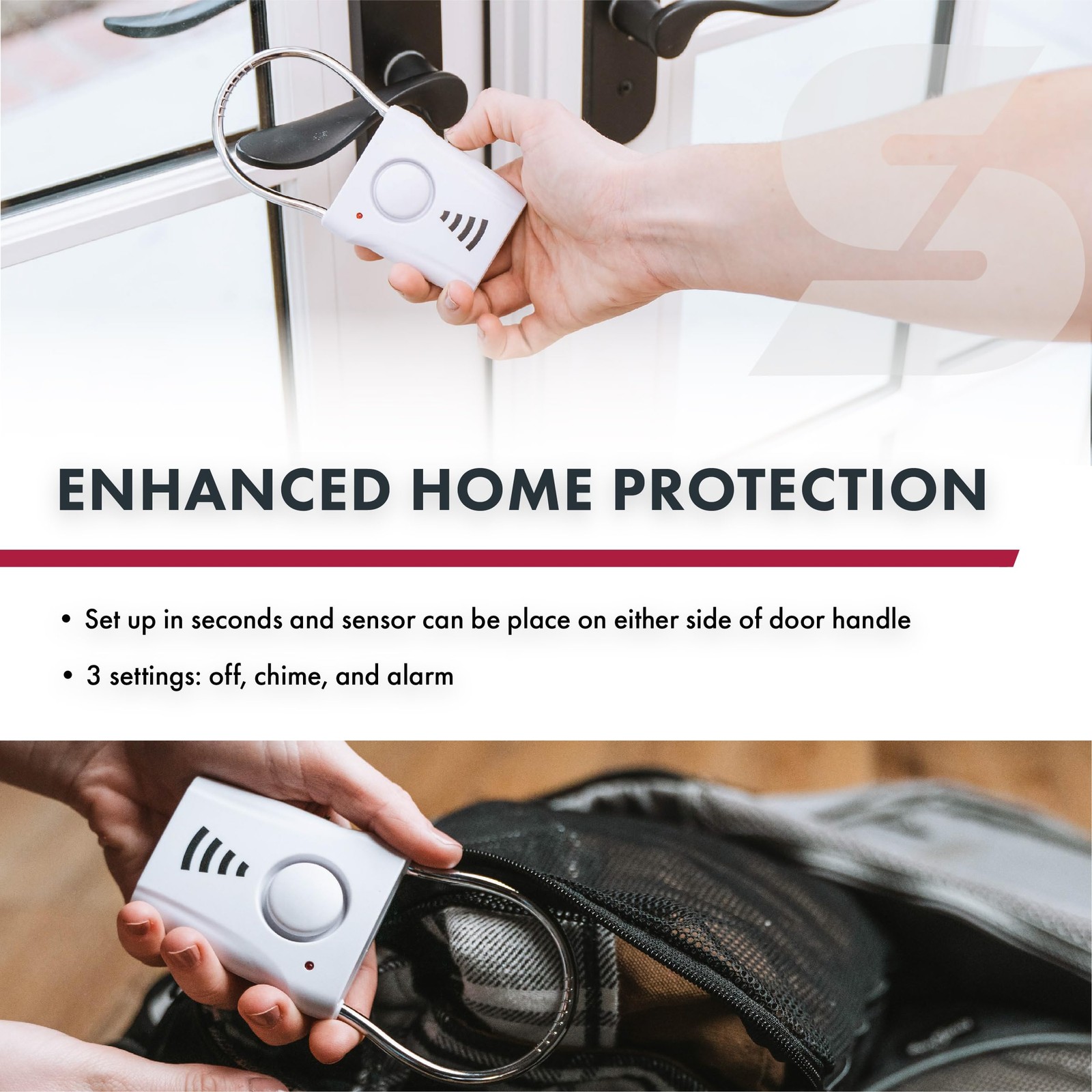 SABRE 110dB Door Handle Alarm One Size, color