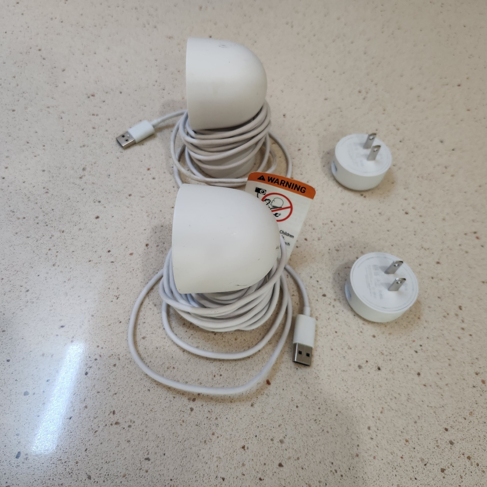 Two Google Nest Security Cams Indoor 1080p Wired 2nd Gen. GJQ9T (White Snow)