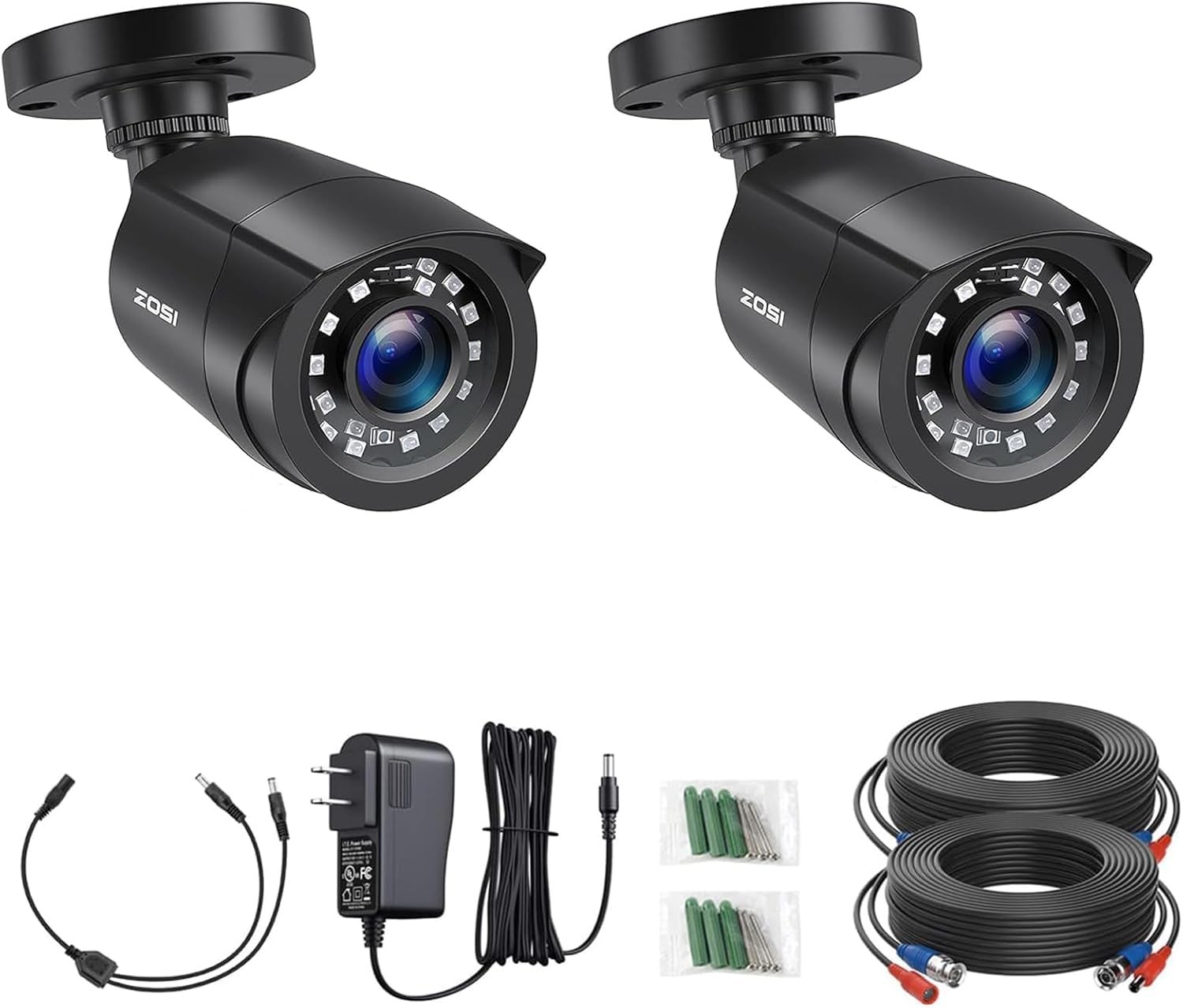 2 Pack 1080P 2MP HD TVI Bullet Security Cameras for Outdoor Indoor Surveillan…