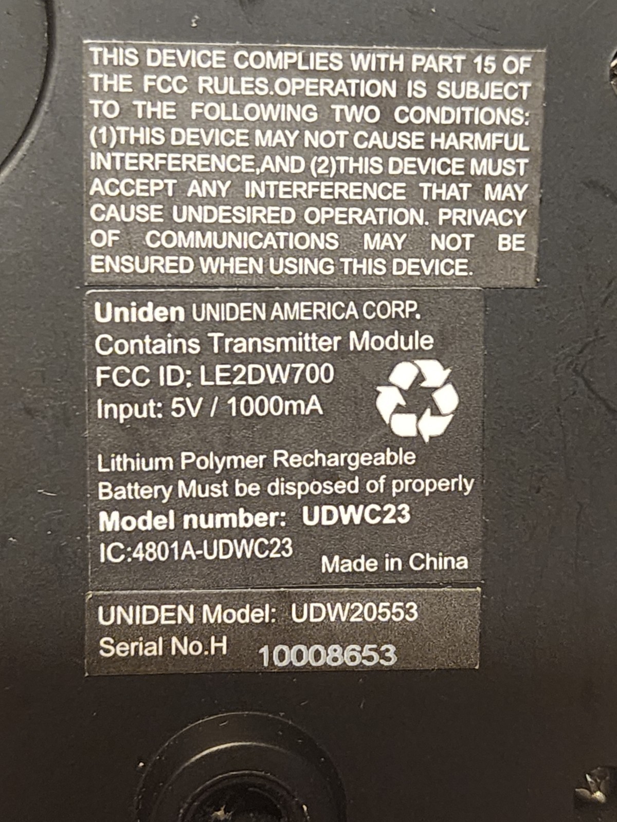 Uniden UDWC23 Indoor Wireless Security Surveillance Camera Only with AC Adapter