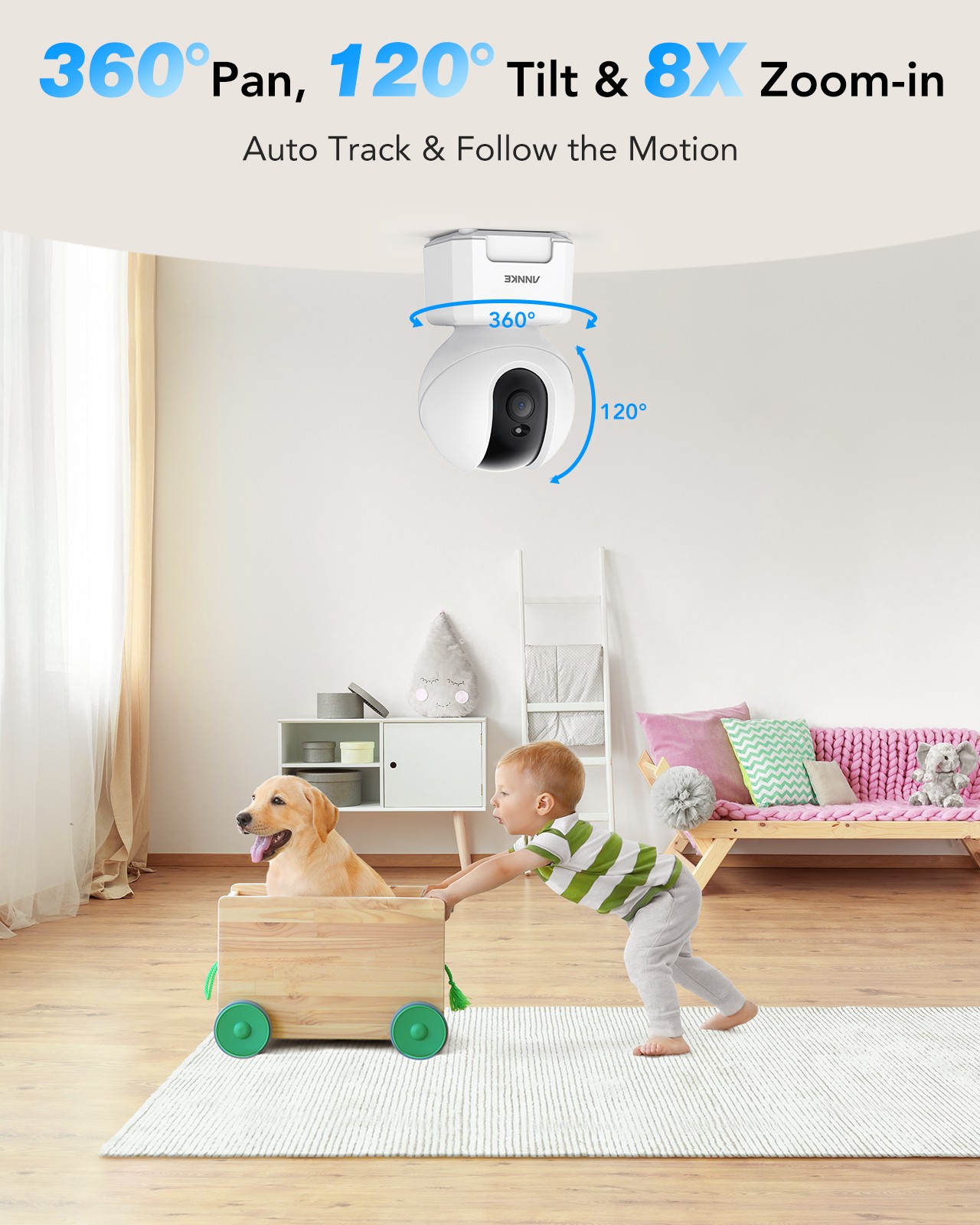 ANNKE Wireless 4MP 2.4/5GHz WiFi Pan Tilt Security Camera Two Way Audio
