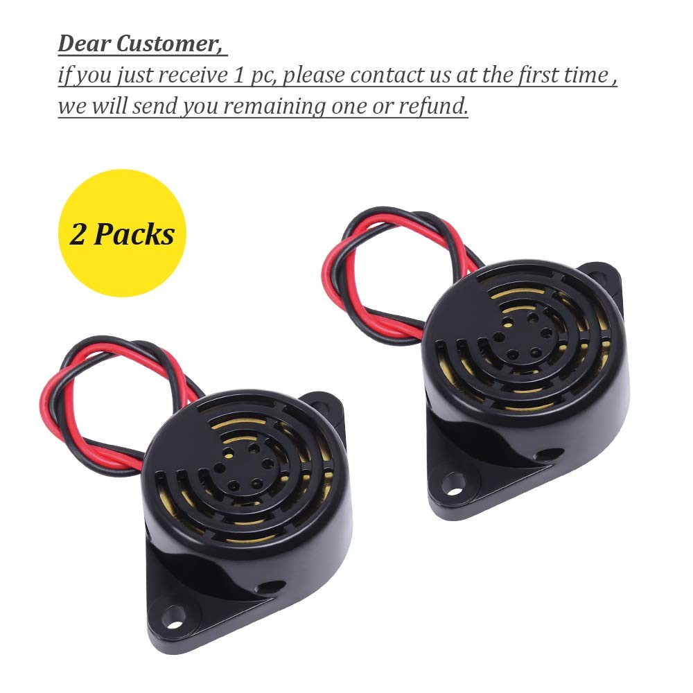 2 PCS Piezo Buzzer, Icstation Buzzer Alarm 12V Electronic Beep Buzzer 100dB P…