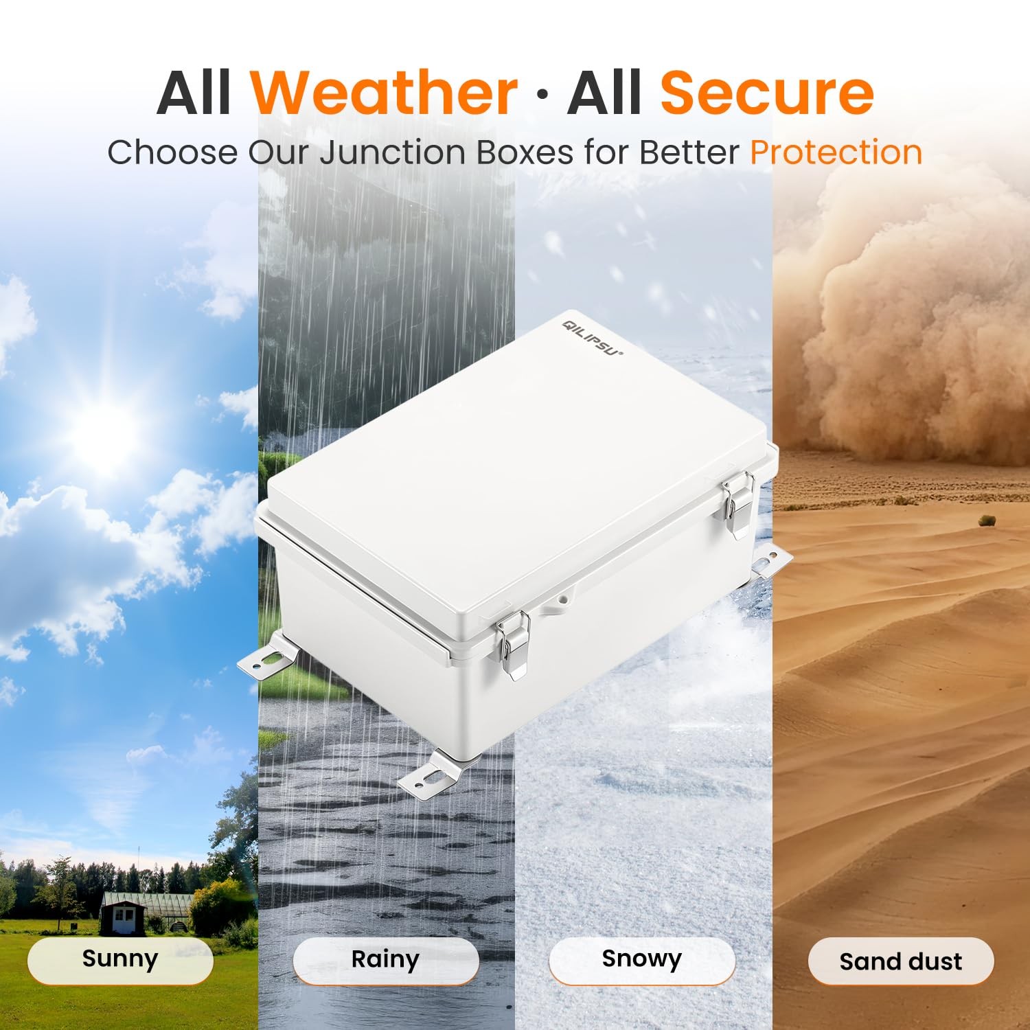 QILIPSU Waterproof Junction Box IP67 Outdoor 8.6″x6.7″x4.3″, Grey Cover