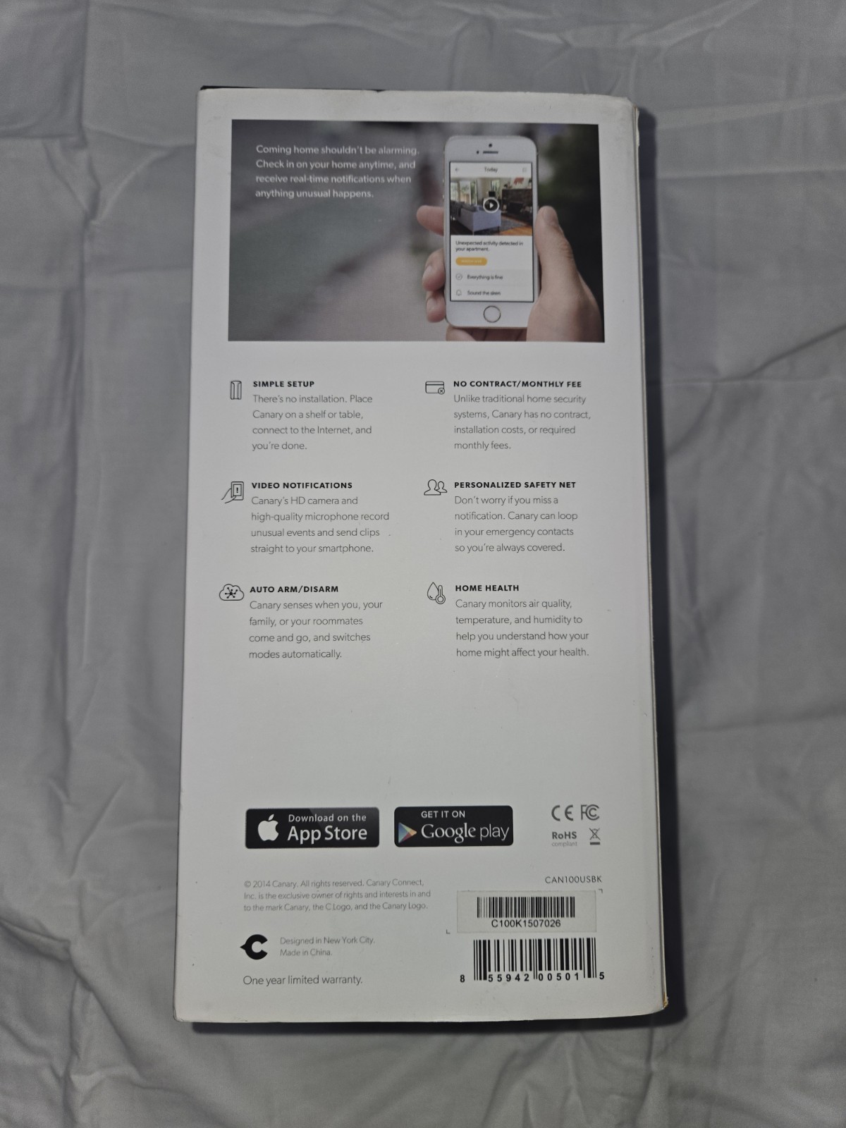 Canary Smart Home All-in-One Indoor Camera 1080P HD Night Vision Audio WiFi