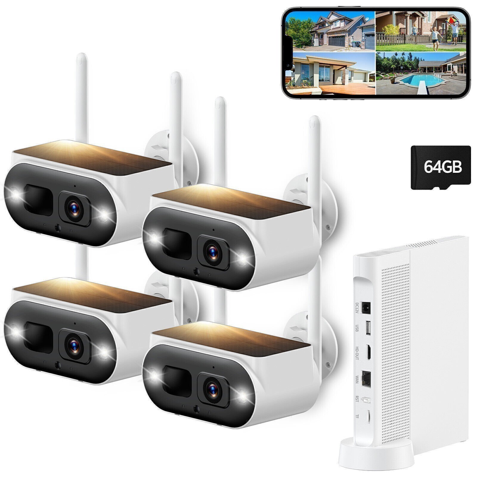 10CH NVR 4MP Solar Home CCTV Security Camera System Wireless Outdoor IR Night 5G