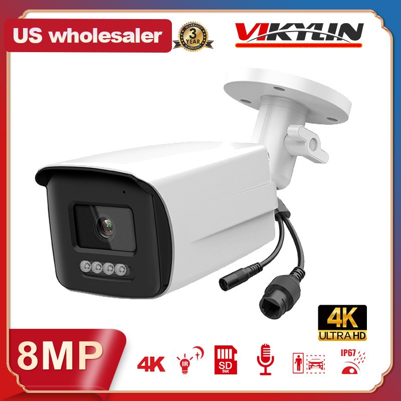 Vikylin 4K 16ch POE NVR CCTV System 8MP IR POE IP Camera Outdoor 2-Way Audio Lot