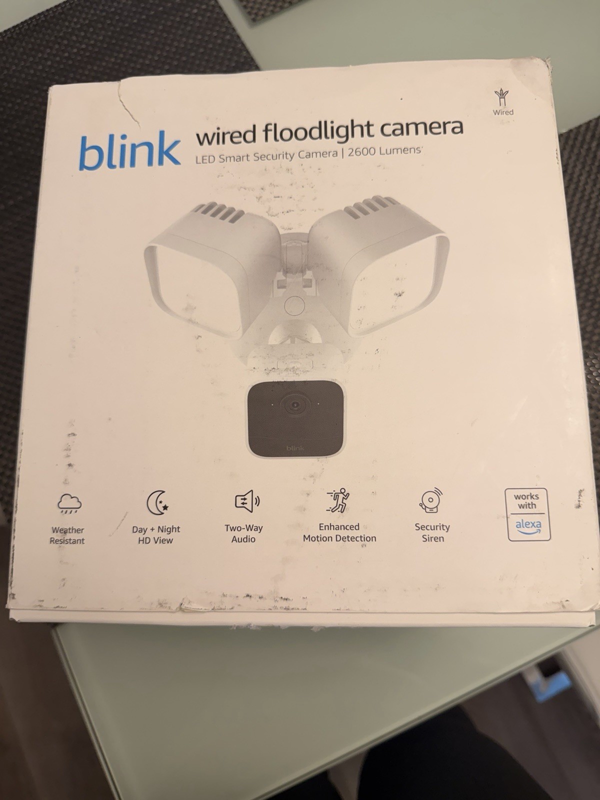 Blink Wired Floodlight Camera LED 2600 Lumens Wi-Fi Alexa HD Weather Resistant