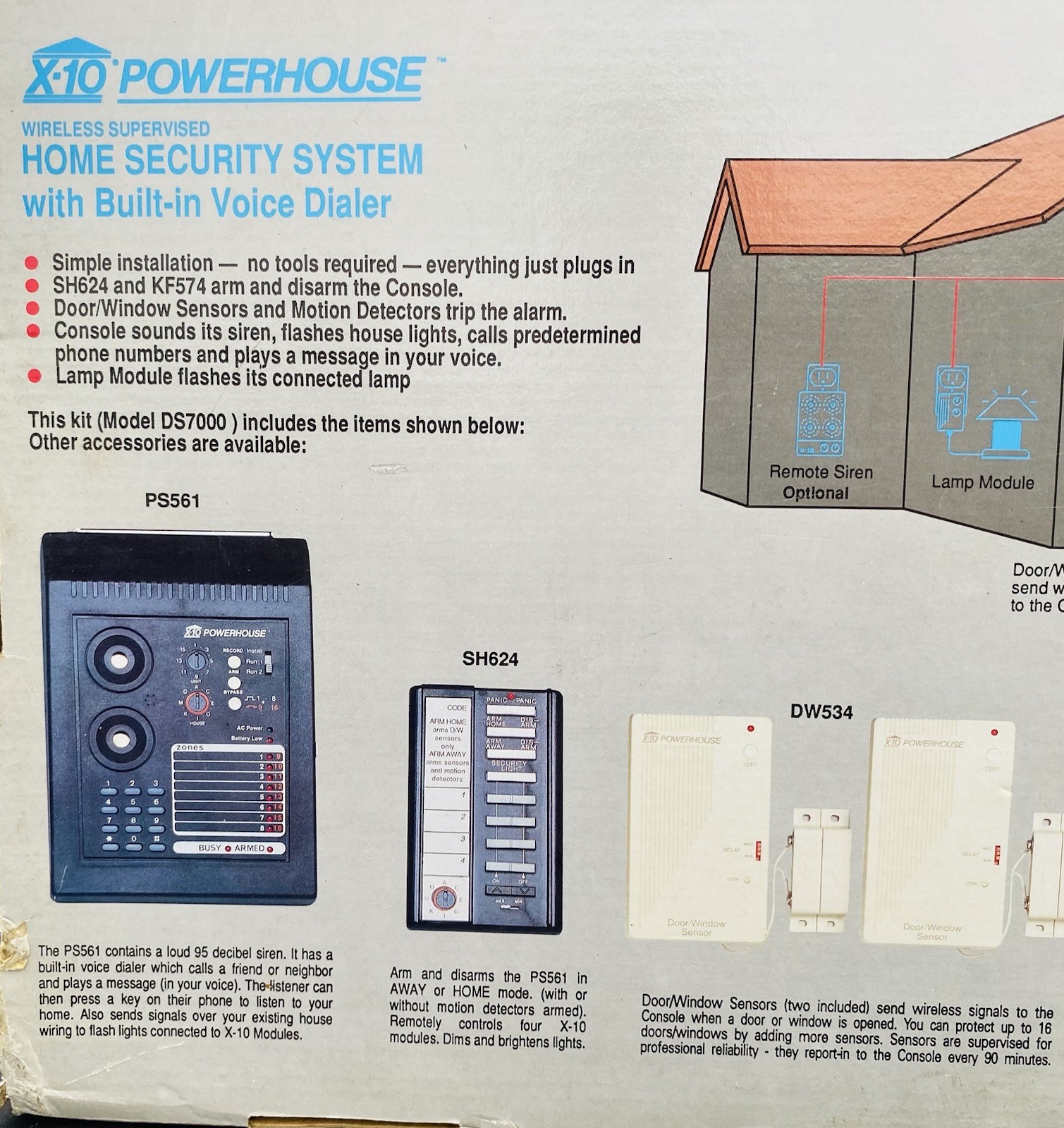 X10 Powerhouse DS7000 Wireless Home Security System w/ Voice Dialer NEW