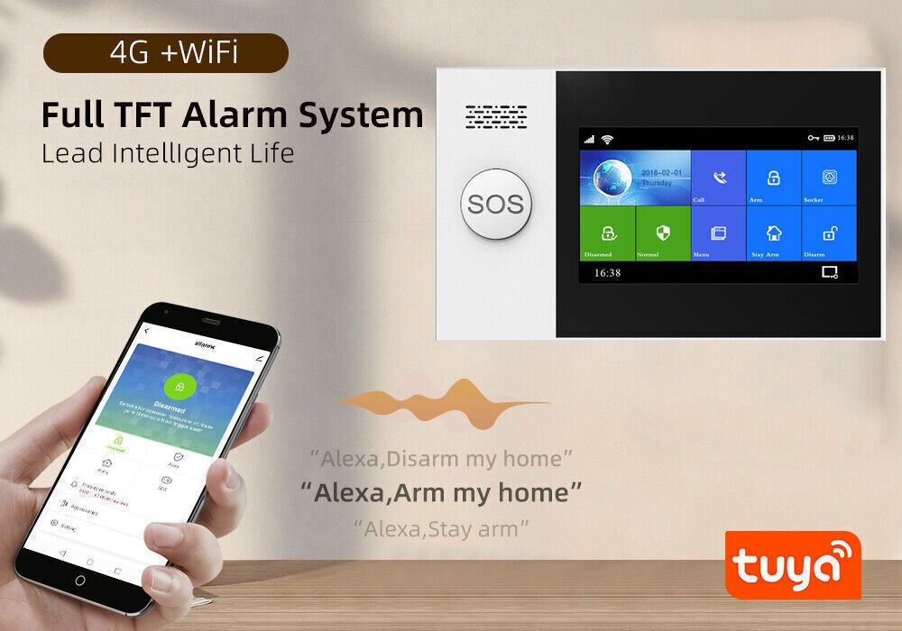 TUYA WiFi+4G 3G GSM Smart Home Security Alarm System w/Touch Keypad PIR DOOR